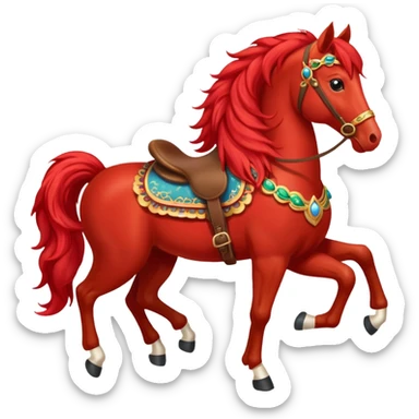 Christmas red horse with a full-length sticker