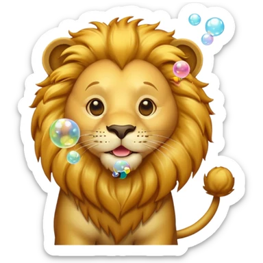  lion blowing bubbles sticker