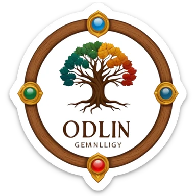 created a highly detailed but manly looking family genealogy logo with multiple colors and make sure it include the name Odlin. sticker