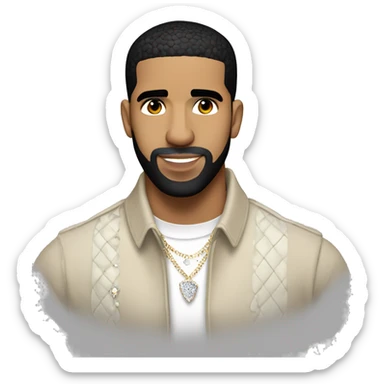 Iconic-style Candid Likeness Drake:

A suave figure with a clean-cut look, diamond studs, and a thoughtful expression. Known for his smooth charisma and introspective vibe, effortlessly blending style and emotion. sticker
