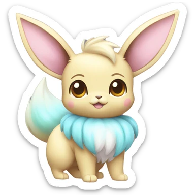 Kawaii Shiny Pastel Eevee Full Body sticker
