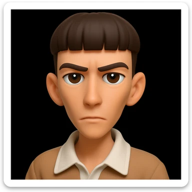 Make the image in 3d-emoji style, with a very thin and very confident face sticker