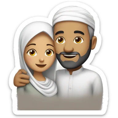 A Muslim woman and her Muslim husband hug sticker