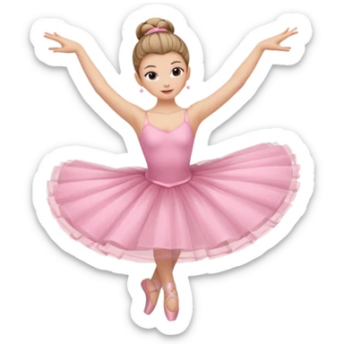 A graceful ballerina in a pink tutu, spinning lightly with arms curved elegantly.
 sticker