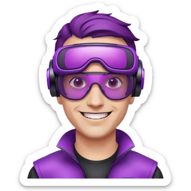 Cyberpunk man fappy head 3d puruple cyber VR -glasses sticker