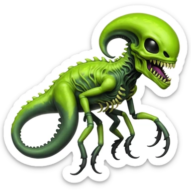 Toxic Chartreuse-Green Slime-Glossed Acid-Patterned Venom-Duskull-Xenomorph-hybrid-creature (full body) sticker