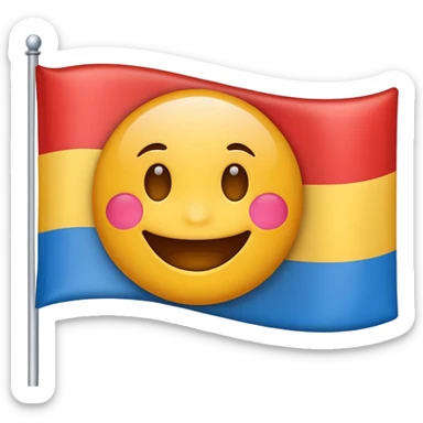 une emoticone avec un drapeau pour dire win sticker