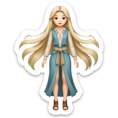 Empowered woman enjoying long tied hairs with full body sticker