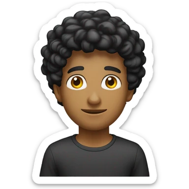 Jovem, Moreno, Cabelo ondulado preto, olhos pretos, boca grande com aparelho, nariz reto e comprido sticker