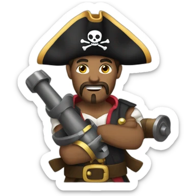 Pirate with biceps and a cannon sticker