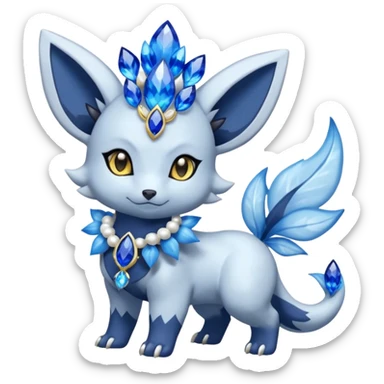 Floral Absol-Shinx-Nidorina-Amaura-Alolan-Vulpix-Dialga-fusion adorned with Sapphire jewelries sticker