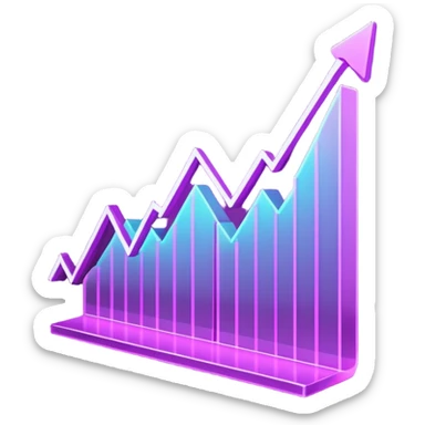 A glowing purple hologram of a line chart sticker