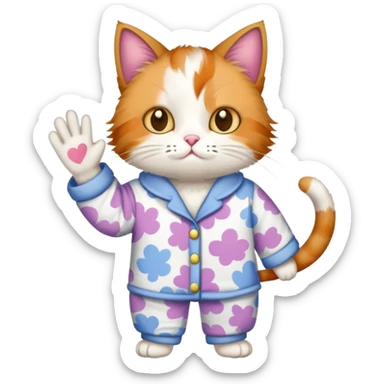 cat in pajamas holding a ‘NO’ sign sticker