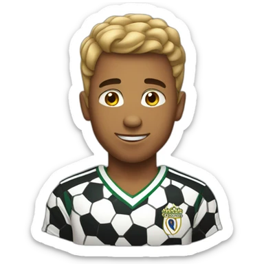 young man with short hair goofy soccer player sticker