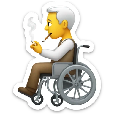Person in a wheelchair smoking a cigarette sticker