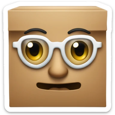 caja inteligente con lentes encima de un corazon gigante sticker