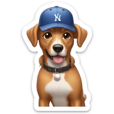 Caramel stray Dog wearing baseball hat sunglasses and curly wig sticker