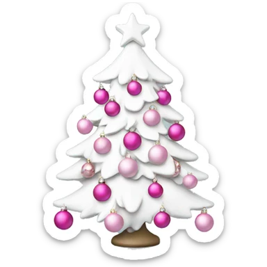 White Christmas tree with pink ornaments sticker