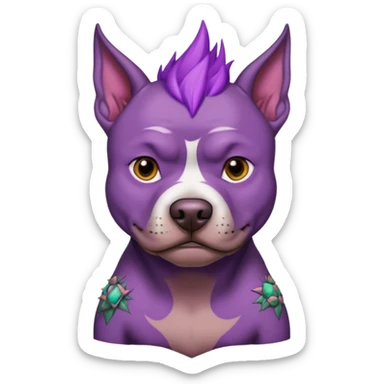 very tattoed brown face pitbull dog with purple spiky hair scary sticker