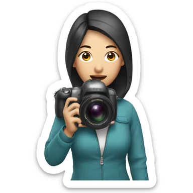 asian woman holding a camera sticker