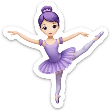 A delicate tea cup with arms and legs performing a ballet pose in a purple tutu sticker
