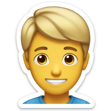 Boy smiling but looking like he was crying all the day sticker