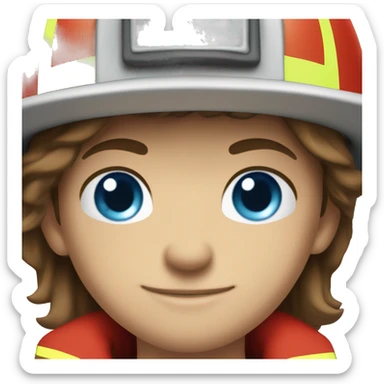A 6‘2 foot tall firefighter. Handsome, Brown hair, Blue eyes, fit Build  sticker