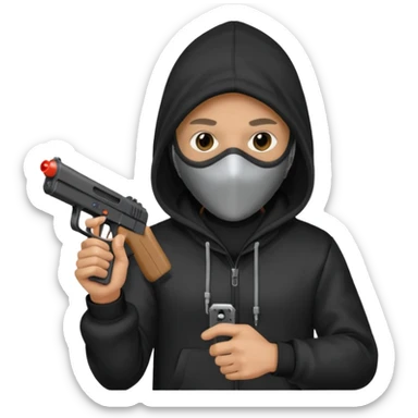 Hoodlum burglar madk and gun with switch and extended clip sticker