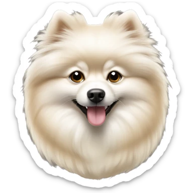 Small White and beige wool pomerian spitz  sticker