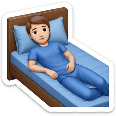 Um homem deitado,com o corpo inteiro ,deitado reto,mas com ele deitado na cama sticker