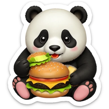 panda eating burger sticker