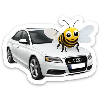 Busy bee driving white Audi  sticker