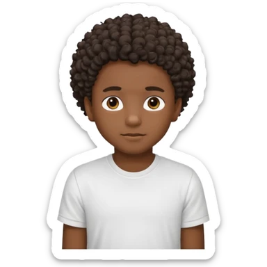 a black boy with a curly hair and a white t shirt  sticker