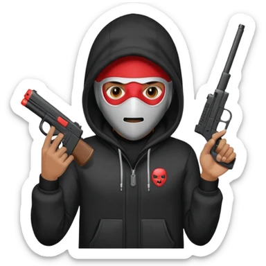 Hoodlum burglar madk and gun with switch and extended clip sticker