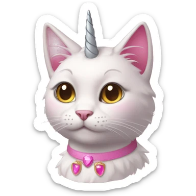 Pink princess cat with unicorn horn sticker