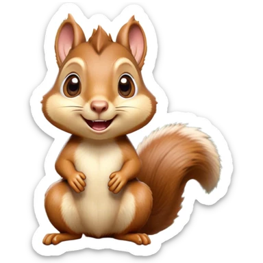 Cinematic Comical Squirrel Portrait Emoji, Head tilted dramatically with an exaggeratedly surprised expression and wide, comical eyes, featuring a petite, sprightly body with a dramatically bushy tail and perky, animated ears, Simplified yet hilariously expressive features, highly detailed, glowing with a slightly sassy woodland glow, high shine, dramatic yet playful, stylized with an air of cheeky forest mischief, soft glowing outline, capturing the essence of a meme-worthy squirrel that looks ready to scamper into viral fame with its playful antics! sticker