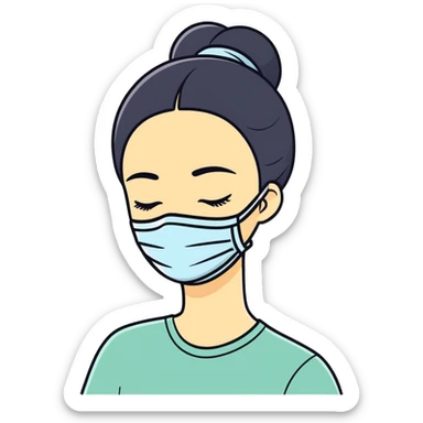 Lady with face mask spa beauty full face relaxing sticker