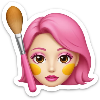 Brocha de maquillaje rosada  sticker