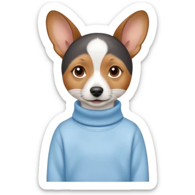 Rat terrier wearing a light blue sweatshirt  sticker