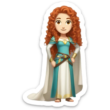 a white girl with long red curly hair and freckles, cosplaying Princess Zelda posing and smiling sticker