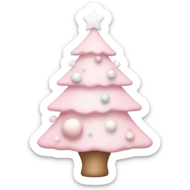 Pastel pink Christmas tree with pink and white ornaments  sticker