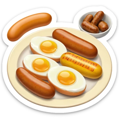 Two boiled eggs and two breakfast sausage restaurant style sticker