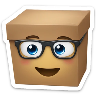 caja inteligente con lentes arriba de un corazon gigante sticker