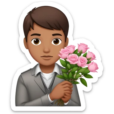 The bad boy is holding a bouquet of pink jasmine roses sticker