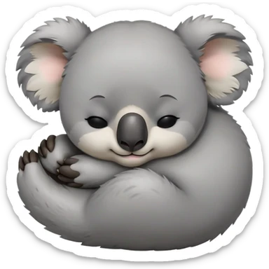 meme-worthy-cute-sleeping-koala-portrait-emoji,-head-resting-peacefully-with-a-contented-smile,-showcasing-a-cuddly-build-and-a-luxuriously-soft-grey-fur,-eyes-closed-in-a-serene,-restful-snooze,-simplified-yet-hilariously-adorable-features,-sleeping cute sticker