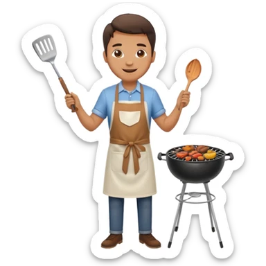 man cooking barbecue full-body sticker