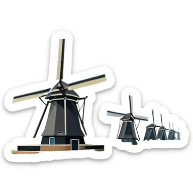 cinematic-realistic-kinderdijk-windmills-landmark-emoji,-showcasing-traditional-dutch-windmills-aligned-along-a-tranquil-canal,-with-lush-green-fields ina. picture frame sticker