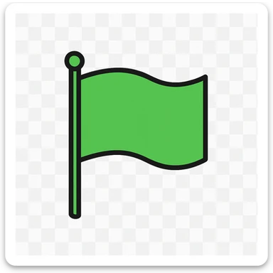 waving minimal design green flag on white background sticker
