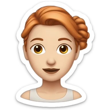 White girl with copper-colored hair tied back sticker