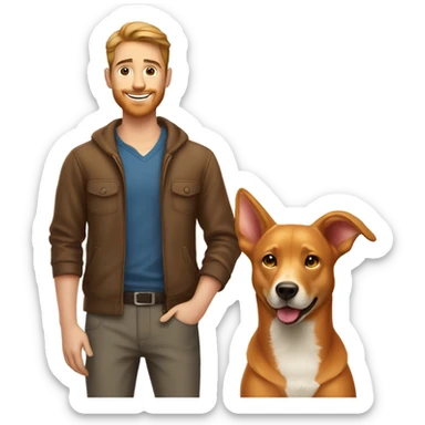 Handsome man and fox red labrador retriever sticker